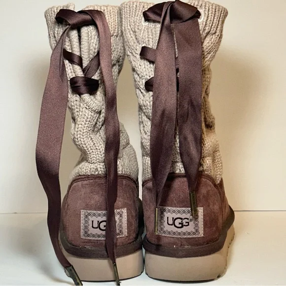 Ugg Kiandra Cordovan Boots Womens Wool Knit Lace Up Size 6 - Picture 2 of 11